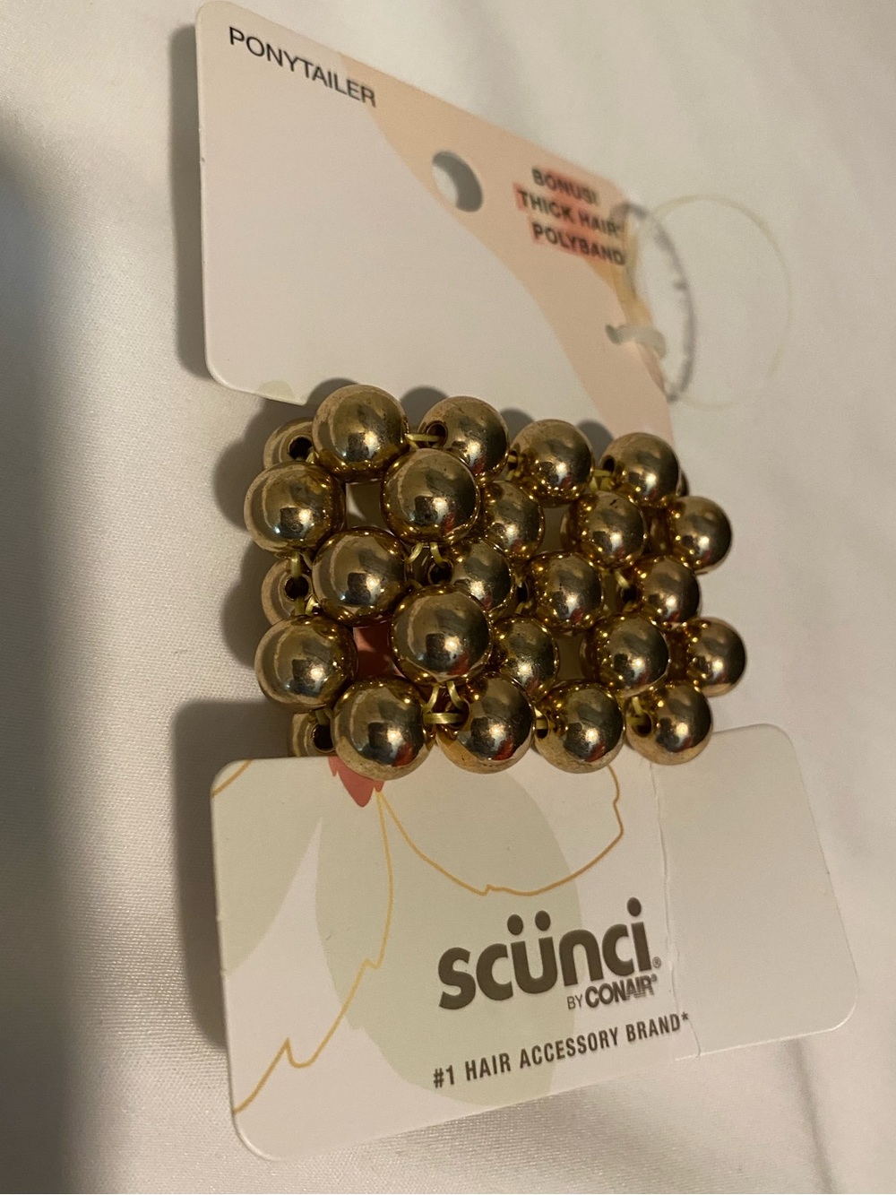 Scunci Gold Beaded Ponytailer Hair Tie - NEW! - Picture 6 of 6